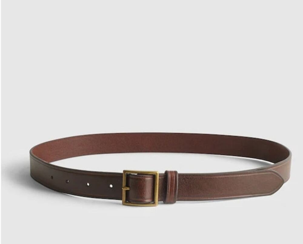 Madewell Modern Garrison Leather Belt Cherry Wood Womens Size 38 Thin NZ477 NWT